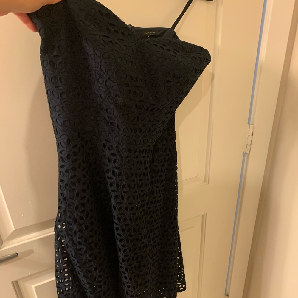 Loft navy eyelet dress